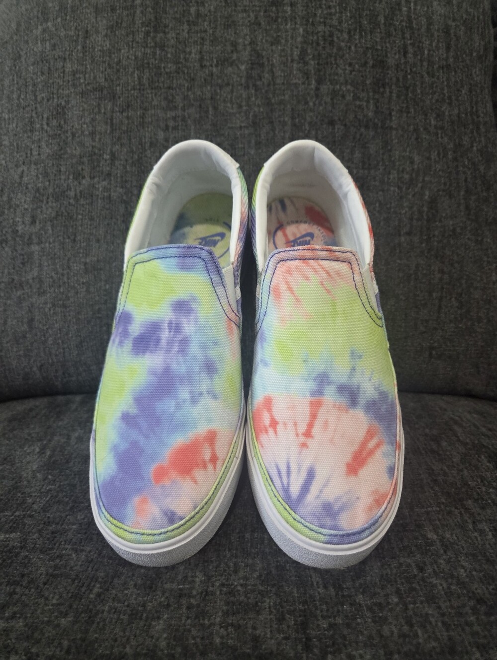 Nike Womens Tie-Dye Slip-On Sneakers - Neon Green, Purple, Coral